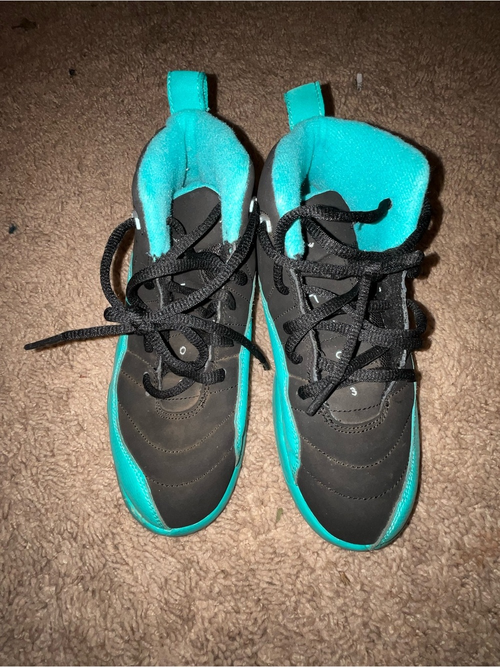 Jordan Kids' Black and Teal Sneakers
